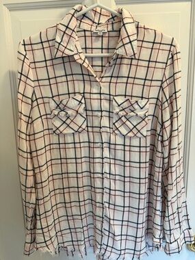 Splendid Pink and Black Plaid Button-Up Shirt